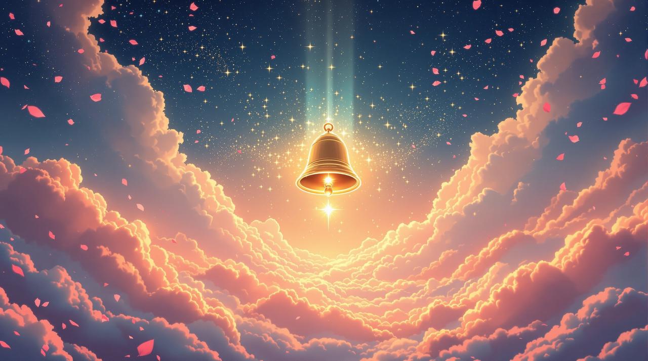 西瓜短剧 - 好剧第一时间知道 西瓜短剧品牌形象 - 金色铃铛在星光中闪耀